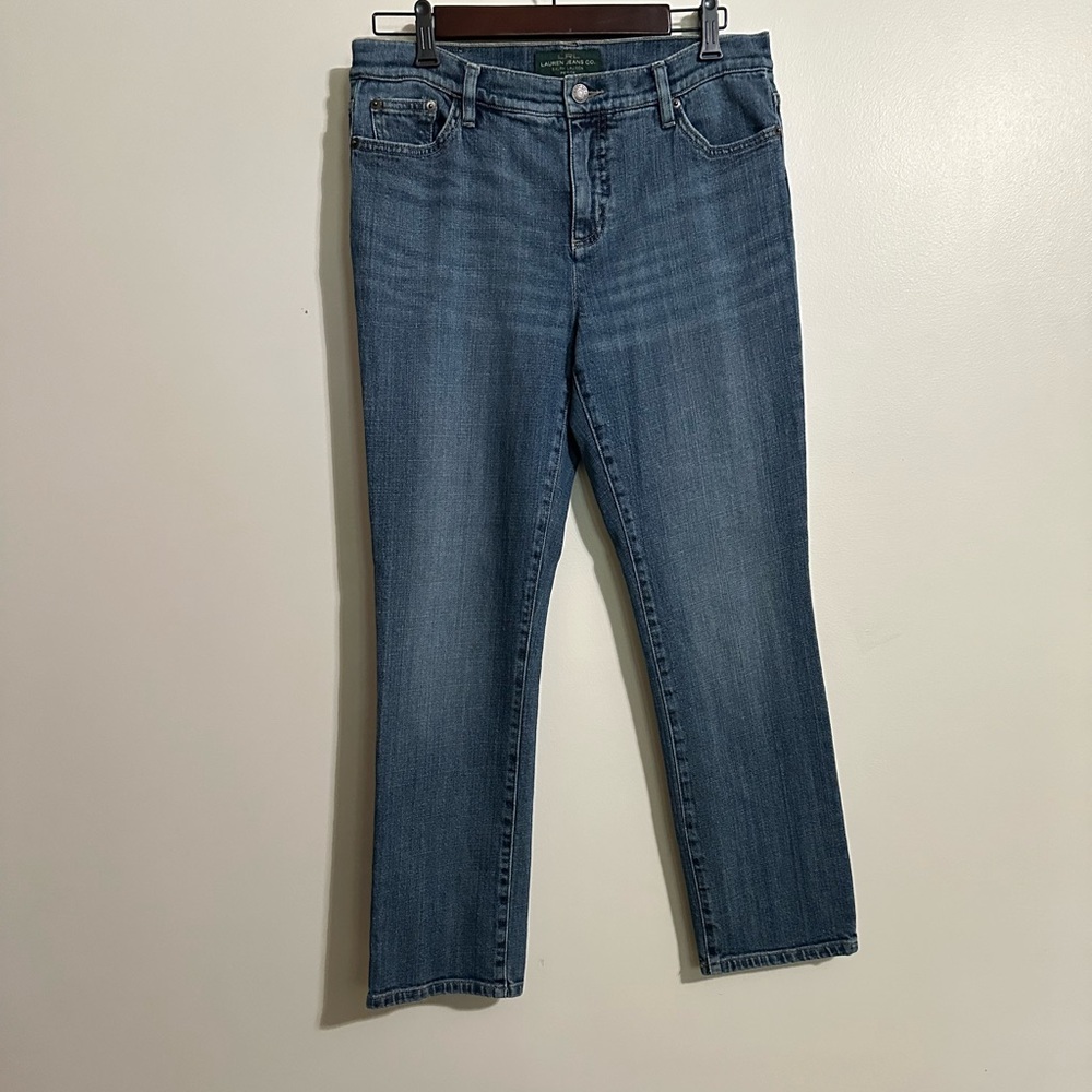 Lauren Ralph Lauren  5-Pocket Straight Leg Medium Wash Mid-Rise Jeans, Size 8P